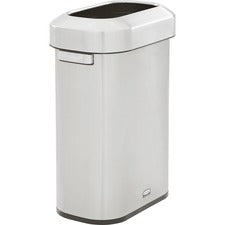 Rubbermaid Commercial Refine Waste Container 15 gal Capacity - Manual - Ergonomic Handle, Non-skid, Fingerprint Resistant, Durable - 25.6" Height x 11.3" Width - Metal, Steel - Stainless Steel - 1 Each
