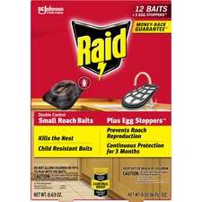 Raid Double Control Small Roach Baits Kills Cockroaches - Red - 12 / Box