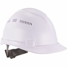 Ergodyne 8966 Lightweight Cap-Style Hard Hat Recommended for: Head, Construction, Oil & Gas, Forestry, Mining, Utility, Industrial - Sun, Rain Protection - Strap Closure - High-density Polyethylene (HDPE) - White - Lightweight, Cap Style, Adjustable Ratch