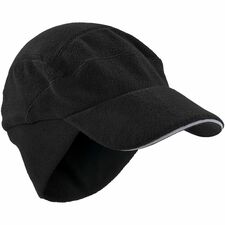 Ergodyne 6807 Winter Baseball Cap with Ear Flaps Fleece, Elastic - Black