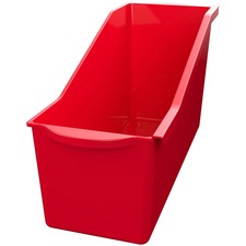 Deflecto Antimicrobial Kids Book Bin 7.35" Height x 14.20" Width x 5.34" Depth - Antimicrobial, Lightweight, Portable, Mold Resistant, Mildew Resistant, Stackable, Handle - Red - Polypropylene - 1 Each