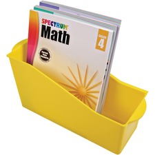 Deflecto Antimicrobial Kids Book Bin 7.35" Height x 14.20" Width x 5.34" Depth - Antimicrobial, Lightweight, Portable, Mold Resistant, Mildew Resistant, Stackable, Handle - Yellow - Polypropylene - 1 Each