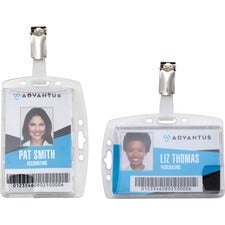 Advantus Plastic ID Card Holders Horizontal/Vertical - Plastic - Clear - Rotating Clip - 25 / Pack