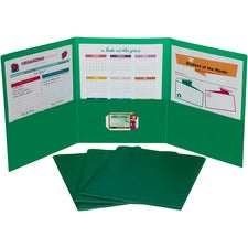 C-Line CLI-33943 Letter Portfolio 8 1/2" x 11" - 75 Sheets Capacity - 3 Pocket(s) - Polypropylene - Green - 24 / Box