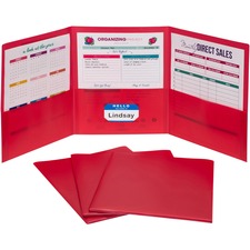 C-Line CLI-33944 Letter Portfolio 8 1/2" x 11" - 75 Sheets Capacity - 3 Pocket(s) - Polypropylene - Red - 24 / Box