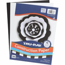 Tru-Ray Construction Paper Art Project, Craft Project - 9" Width x 12" Length - Black, White - Sulphite, Fiber, Paper - 144 / Pack