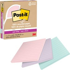 Post-it® Super Sticky Adhesive Note 210 - 4" Flag/Note Width x 4" Flag/Note Length - Square - 70 Sheets per Pad - Assorted Wanderlust Pastel - Removable, Repositionable, Recyclable - Recycled - 3 / Pack