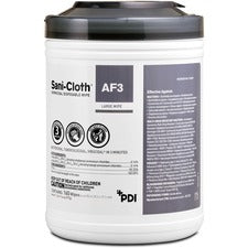 PDI Sani-Cloth AF3 Germicidal Wipes 6.75" Length x 6" Width - Alcohol-free, Bleach-free, Virucidal, Fungicide, Fragrance-free, Disposable, Phenol-free, Ammonia-free, Disinfectant, Pre-moistened, Strong, ... - White - 95/Tub - 1 Each