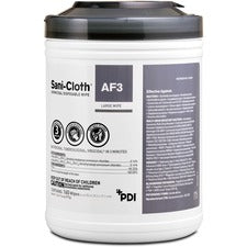 PDI Sani-Cloth AF3 Germicidal Wipes 6.75" Length x 6" Width - Alcohol-free, Bleach-free, Virucidal, Fungicide, Fragrance-free, Disposable, Phenol-free, Ammonia-free, Disinfectant, Pre-moistened, Strong, ... - White - 160/Tub - 12 / Carton