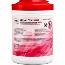 PDI Sani-Cloth Plus Germicidal Disposable Cloth 6.75" Length x 6" Width - Disposable, Disinfectant, Deodorize, Fungicide, Virucidal, Bactericide, Latex-free, Bleach-free, Pre-moistened, Antimicrobial - White - 160/Tub - 1 Each