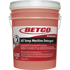 Betco Symplicity All Temp Machine Detergent 640 fl oz (20 quart) - Surfactant Scent - Heavy Duty, Low Foaming, Spill Resistant, Rinse-free, Non-chlorine Bleached - Clear, Orange - 1 Each