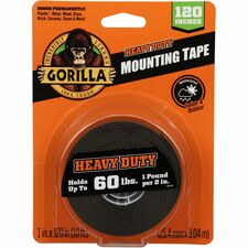Gorilla Heavy Duty Mounting Tape 10 ft Length x 1" Width - Black - 1 Each