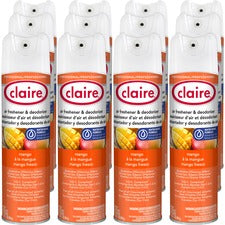 Claire Water-Based Air Freshener Spray - 16 oz - Mango - Residue-free, Non-staining, Ozone-safe, Odor Neutralizer, Recyclable - 12 / Carton