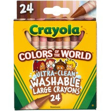Crayola Ultra-Clean Washabe Large Crayons Assorted, Almond, Rose, Gold - 24 / Pack