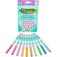 Crayola Colors of Kindness Markers Fine Marker Point - Washable - Multicolor Ink - Water Based - Assorted Barrel - 10 / Pack