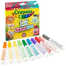 Crayola Silly Scents Slim Scented Washable Markers Broad Marker Point - Washable - Assorted Ink - Water Based - Assorted Barrel - 10 / Pack