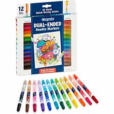 Crayola Dual-Ended Markers Chisel, Brush Marker Point - Multicolor Ink - 12 / Pack