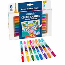 Crayola Color Change Doodle Markers Chisel Marker Point - Multicolor Ink - 8 / Pack