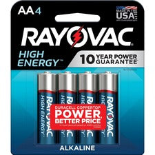 Rayovac High Energy Alkaline AA Batteries For Flashlight, Remote Control, Mouse - AA - 4 / Pack