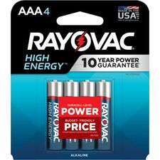 Rayovac High Energy Alkaline AAA Batteries For Flashlight, Remote Control, Mouse - AAA - 4 / Pack