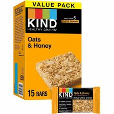 KIND Healthy Grains Bars Trans Fat Free, Gluten-free, Low Sodium, Cholesterol-free - Oats & Honey with Toasted Coconut - 1.20 oz - 15 / Box