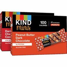 KIND Minis Snack Bar Variety Pack Trans Fat Free, No Artificial Sweeteners, Gluten-free, Low Sodium, Low Glycemic - Peanut Butter Dark Chocolate, Dark Chocolate Cherry Cashew - 0.71 oz - 20 / Box