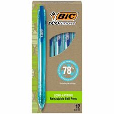 BIC Ecolutions Ballpoint Pen 1 mm Medium Pen Point - Retractable - Blue Ink - Semi Clear Barrel - 1 Dozen