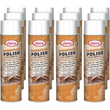 Claire Multi-Surface Furniture Polish 19 oz (1.19 lb) - Fresh Lemon Scent - Dust-free, Pleasant Scent, Easy to Use - Brown - 12 / Carton