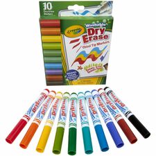 Crayola Washable Dura-Wedge Tip Dry-Erase Markers Erasable - Washable - 10 / Pack