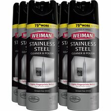 Weiman Stainless Steel Cleaner/Polish 17 oz (1.06 lb) - Streak-free, Fingerprint Resistant, Dust Resistant, Dirt Resistant, pH Neutral - Clear - 6 / Carton