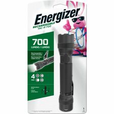 Energizer Rechargeable Tactical Metal Light LED - 700 lm Lumen - Lithium Ion (Li-Ion) - Battery Rechargeable - Battery - Aircraft Aluminum, Metal - Black - 1 Each