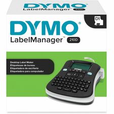 Dymo LabelManager 210D All-Purpose Label Maker Tape - 0.25" , 0.38" , 0.50" - Black - Handheld - Internal Memory, Save Text, English Layout Keyboard, Portable - for Home, Office
