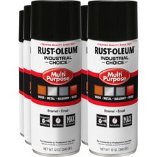 Rust-Oleum Industrial Choice Enamel Spray Paint Liquid - Gloss Black - 12 fl oz - 6 / Carton