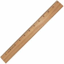 Charles Leonard Office Ruler 12" Length x 1.3" Width - Wood, Metal - Brown - 1 Each