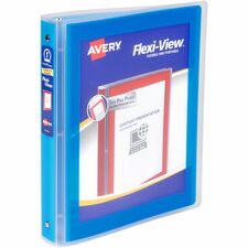 Avery® Flexi-View 3 Ring Binder, 1 Inch Round Rings, 1 Blue Binder 1" Binder Capacity - Letter - 8 1/2" x 11" Sheet Size - 175 Sheet Capacity - Fastener(s): Round Ring - Pocket(s): 1, Inside Back - Polypropylene, Poly - Blue - Durable, Spine, Flexible
