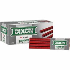 Dixon Industrial Industrial Carpenter Pencils Graphite Lead - Red, Black Barrel - 12 / Box