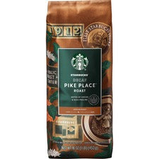 Starbucks Pike Place Decaf Whole Bean Coffee Medium - 16 oz - Pike Place Roast - Decaffeinated - 6 / Carton