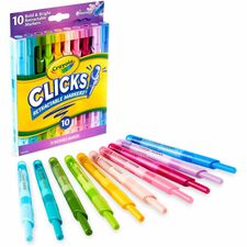 Crayola Clicks Retractable Markers Bold Marker Point - Retractable - Washable - Multi Ink - 10 / Pack