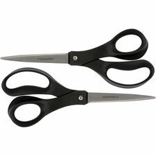 Fiskars Recycled All-purpose Scissors Stainless Steel - Straight Tip - Black - 2 / Pack