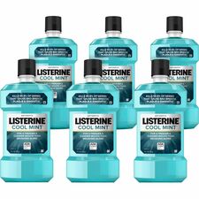 LISTERINE® Cool Mint Antiseptic Mouthwash For Bad Breath, Cleaning - Cool Mint - 1.06 quart - 6 / Carton
