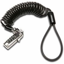 Kensington Slim Portable Combination Lock 5.91 ft Cable - Resettable - 4-digit - Combination Lock - Black - Carbon Steel, Plastic - For Notebook - Self-coiling