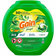 Gain Flings Detergent Pacs Liquid - Gain, Original Scent - Green - 76 / Pack