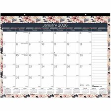Blueline Abstract Floral Monthly Desk Pad Monthly - 12 Month - January 2026 to December 2026 - 1 Month Single Page Layout - 17" x 22" Sheet Size - Desk Pad - Abstract Floral, Clear - Chipboard, Vinyl - Dated Planning Page, Daily Block, Reference Calendar,