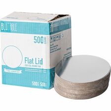 BluTable 7" Round Foil Pan Flat Board Lids Round - White, Silver - 500 / Carton