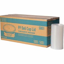 BluTable 16 oz/32 oz Round Deli Tub Container Lids Polypropylene - Clear - 500 / Carton