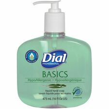 Dial Professional Basics Liquid Hand Soap Fresh Floral Scent - 16 fl oz - Pump Dispenser - Hand, Commercial, Healthcare, School, Office, Restaurant, Daycare - Green - 12 / Carton