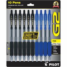 G2 Retractable Gel Ink Rolling Ball Pen Fine Pen Point - Refillable - Retractable - Assorted Ink - Liquid Gel Ink - 10 / Pack