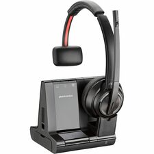 Poly Savi 8210 Office DECT 1920-1930 MHz Single Ear Headset Mono - USB Type A, RJ-11 - Wired/Wireless - Bluetooth/DECT - 590 ft - 32 Ohm - 20 Hz to 20 kHz - On-ear, Over-the-head - Monaural - Ear-cup - Noise Cancelling Microphone - Black