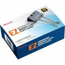 Officemate Binder Clip Large - 6.4" Length x 4" Width - 1" Size Capacity - for Binder - Gray - 12 / Box