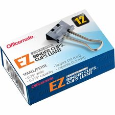 Officemate Binder Clip Small - 2.8" Length x 1.7" Width - 0.38" Size Capacity - for Binder - Gray - 12 / Box